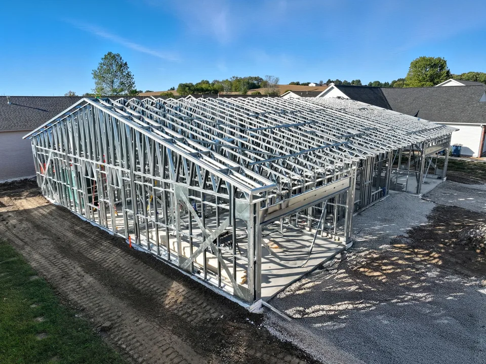The Duo's complete steel frame before the walls are closed in
